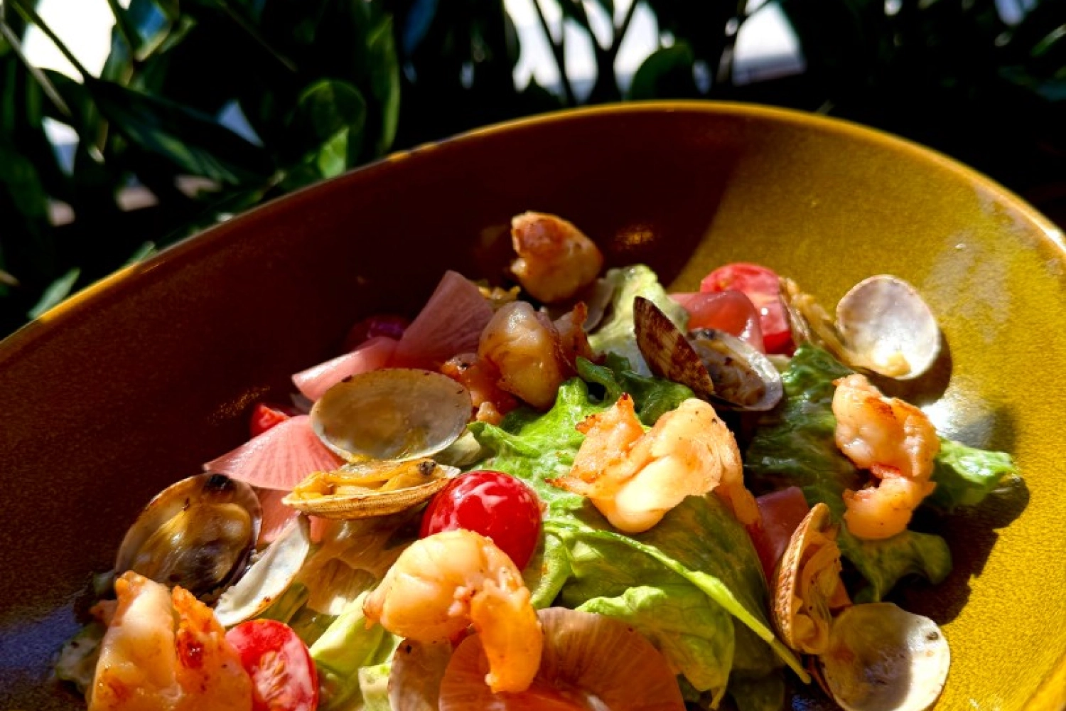 Салат с креветками и вонголе